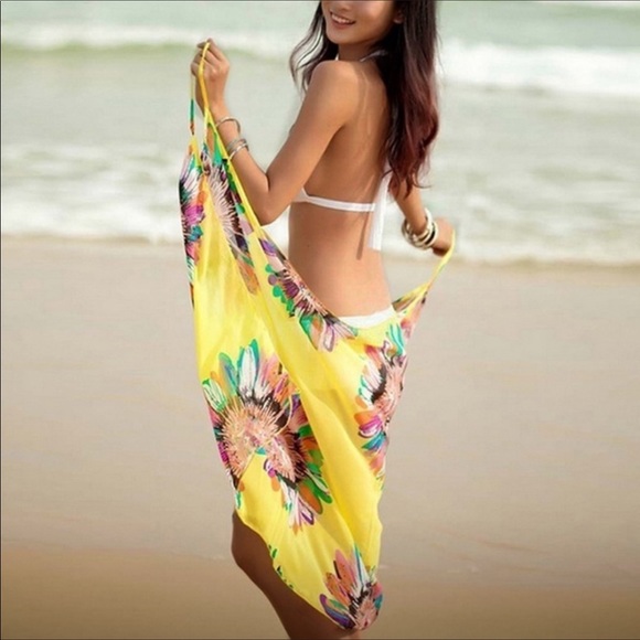 Orange Chiffon Bikini Cover Up Beach Dress - Picture 2 of 3